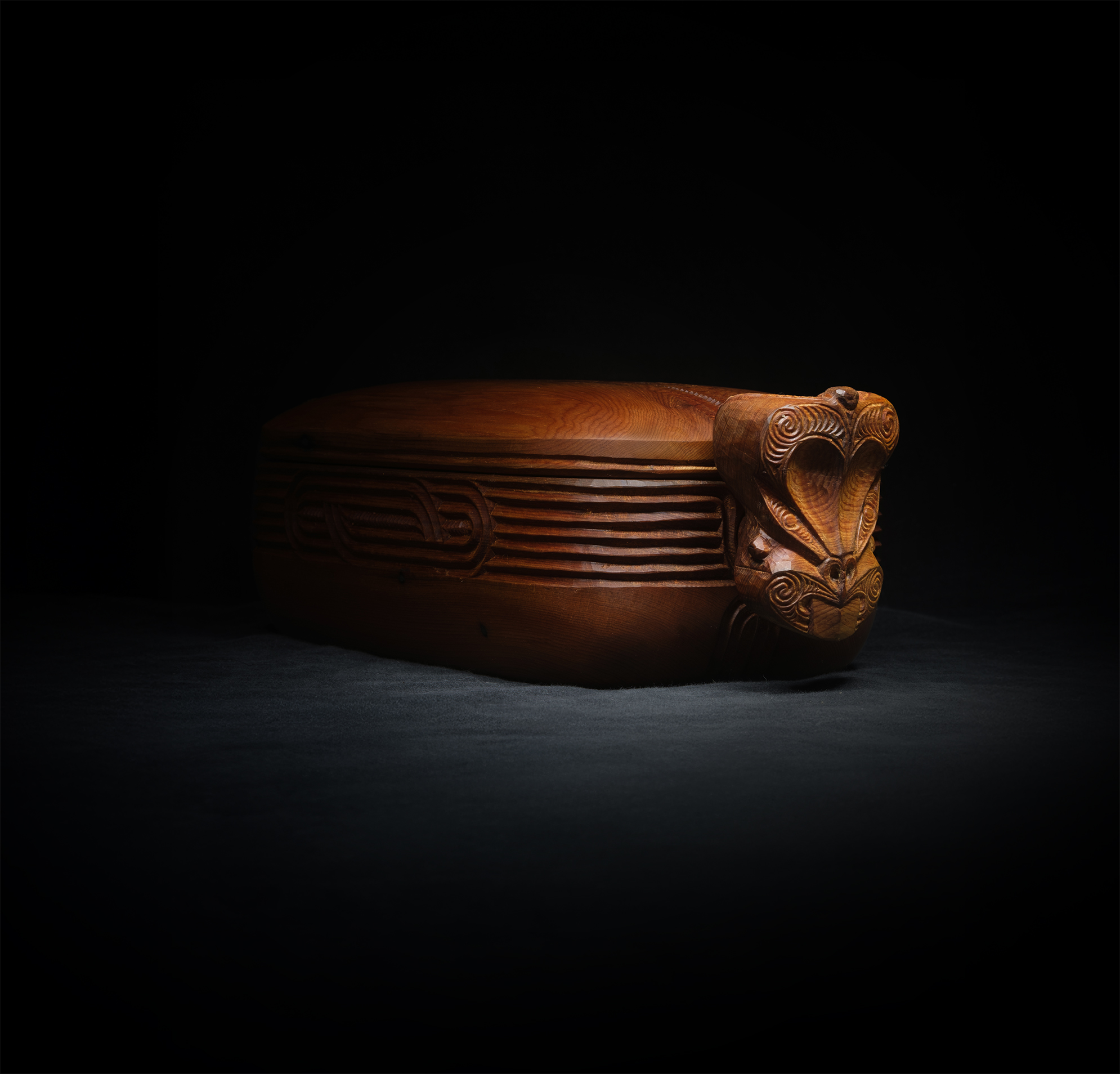 Artwork: Waka Huia, a carved wooden treasure box.